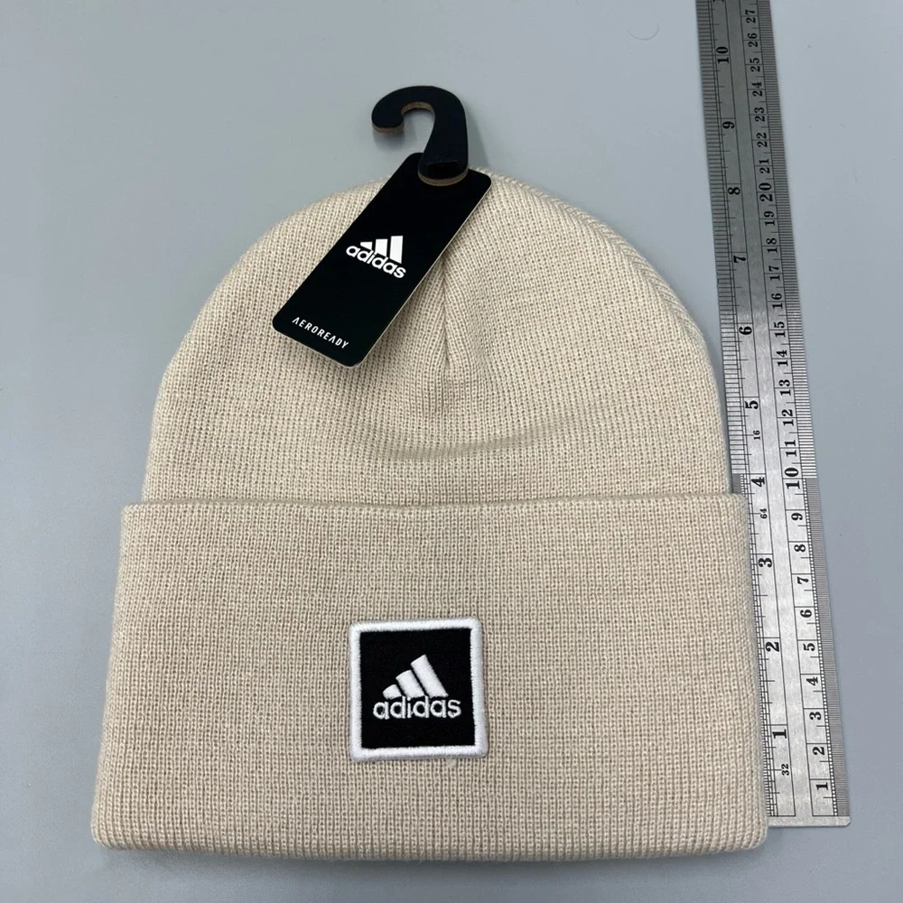 Lot Of 3! Adidas Aeroready Wide Cuff Fold Beanie, Onix, Olive, Beige Winter Hat - Picture 3 of 8